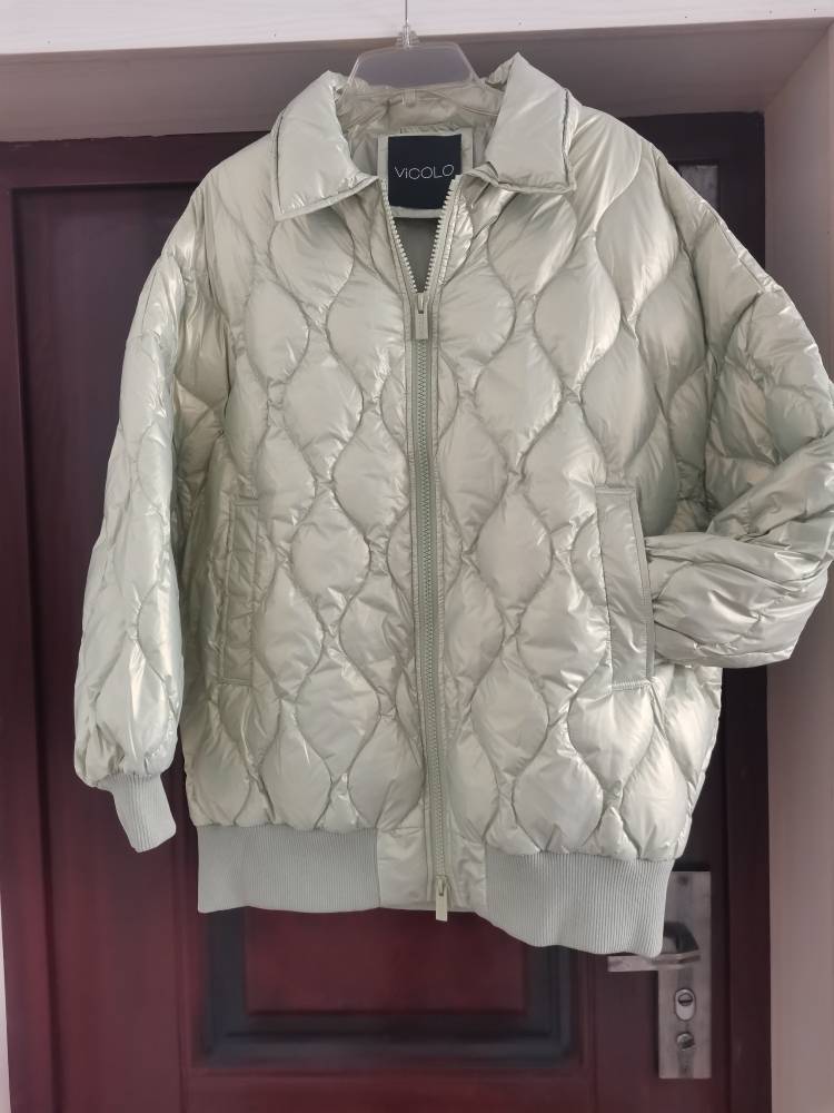 Brand lapel down jacket jacket top 2023 autumn and winter female tail goods without tag loose version gradient