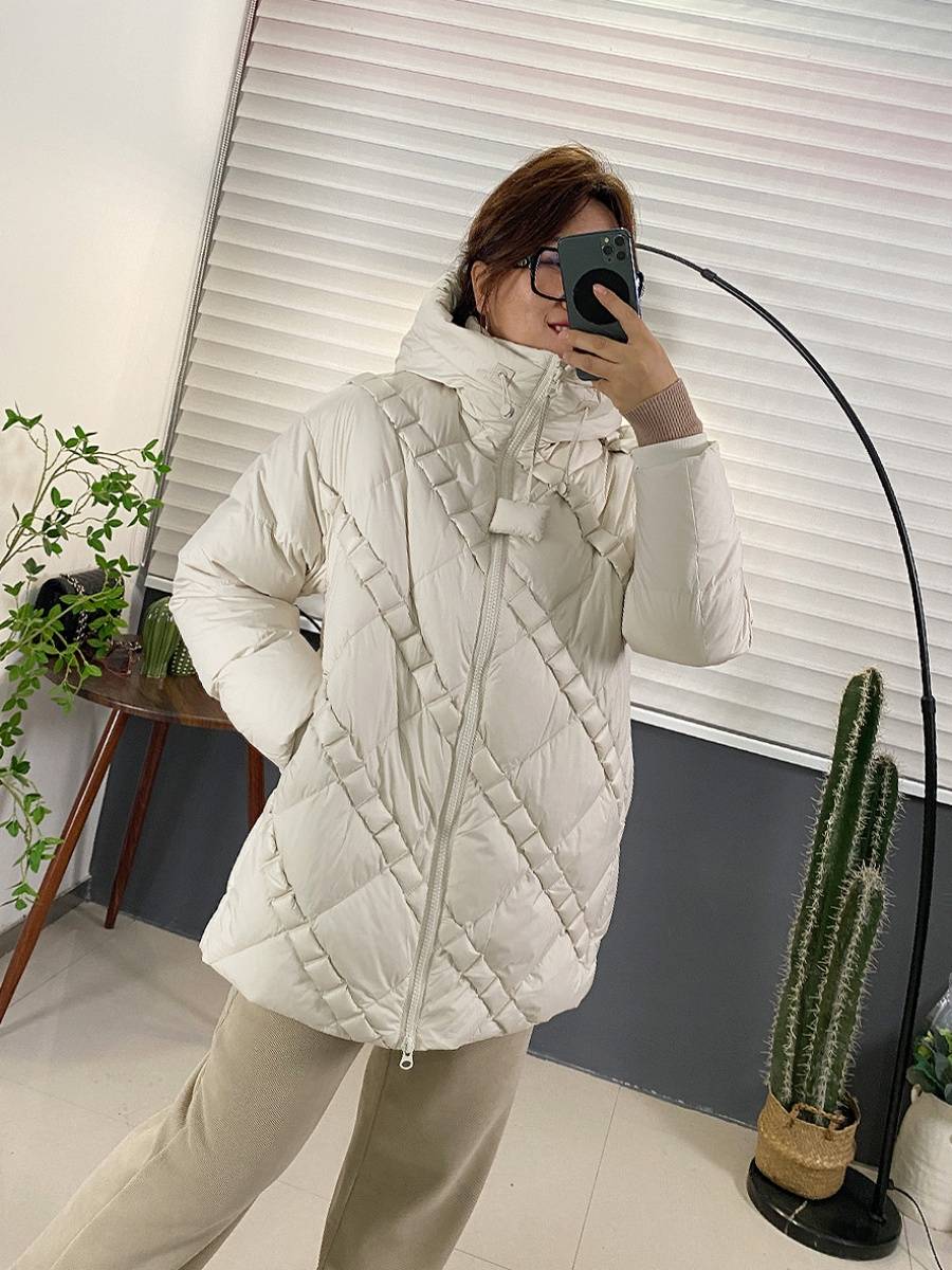 European goods design sense loose hooded down jacket size