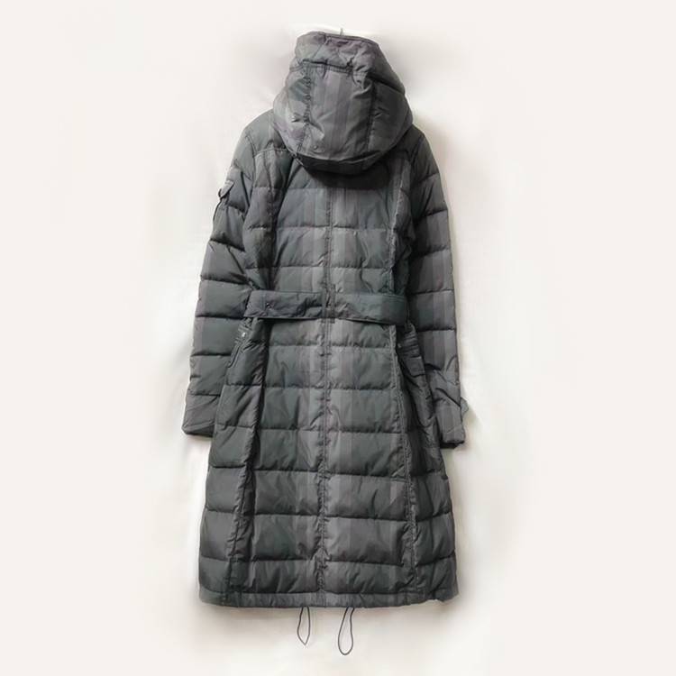 Thicked double -collar fake two medium -length hooded down jackets
