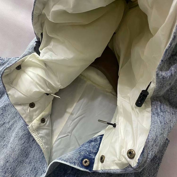 Long hat -hooded denim down jacket niche down vest