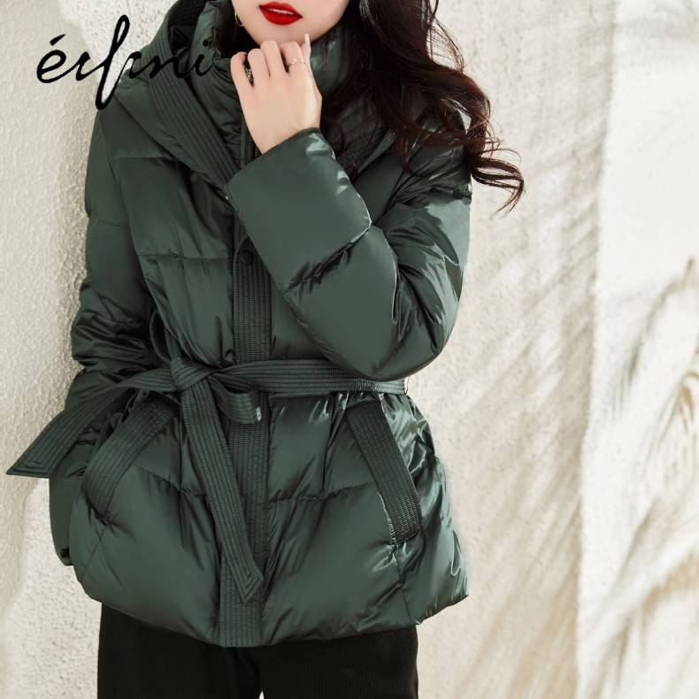 Evely Women's Export Large Clear Clear Clear Single Card Mot Confatfast Short Thicked Warm and Warm down jacket