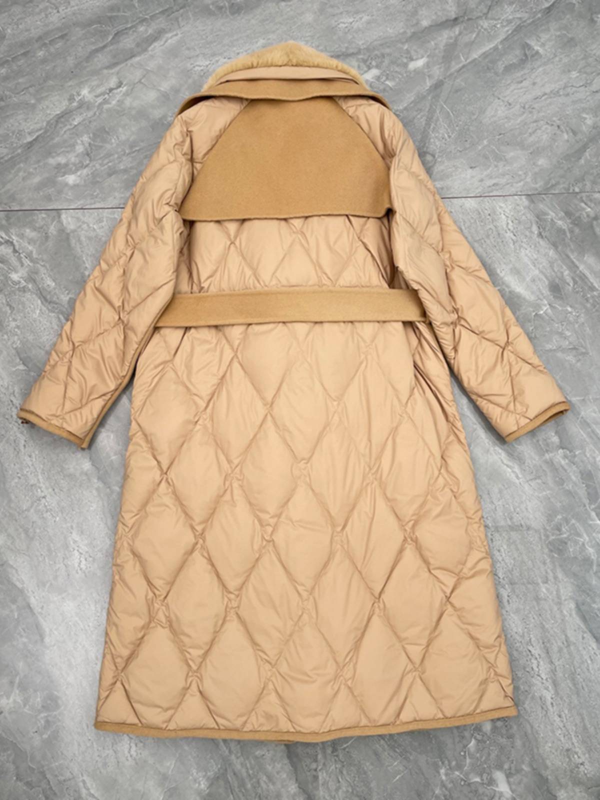 2023 new cashmere mid -length double -sided woolen jacket, white goose velvet down jacket water mink wool collar
