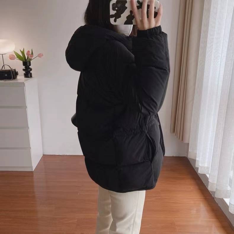 one!Puff high -end hooded waist down jacket Female winter new style keeping warm and thin 90 white goose velvet jacket