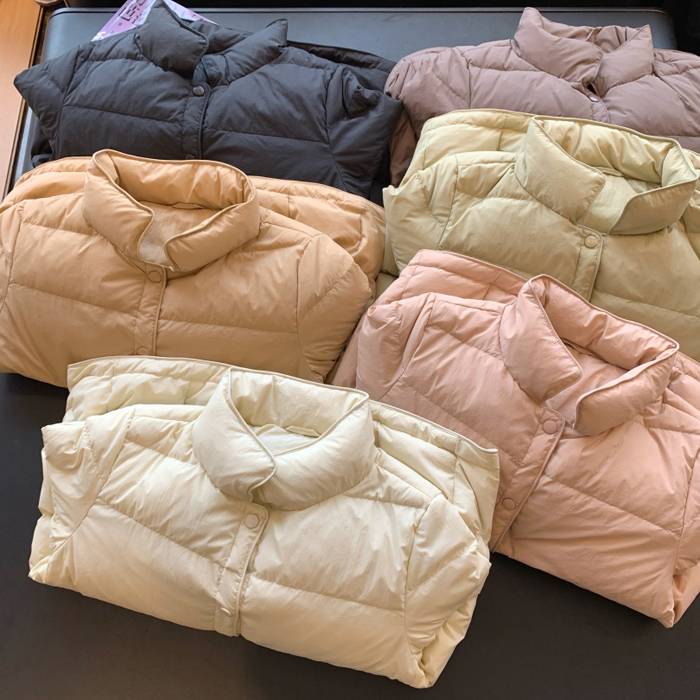 Short -end collar Light and warm down jacket women