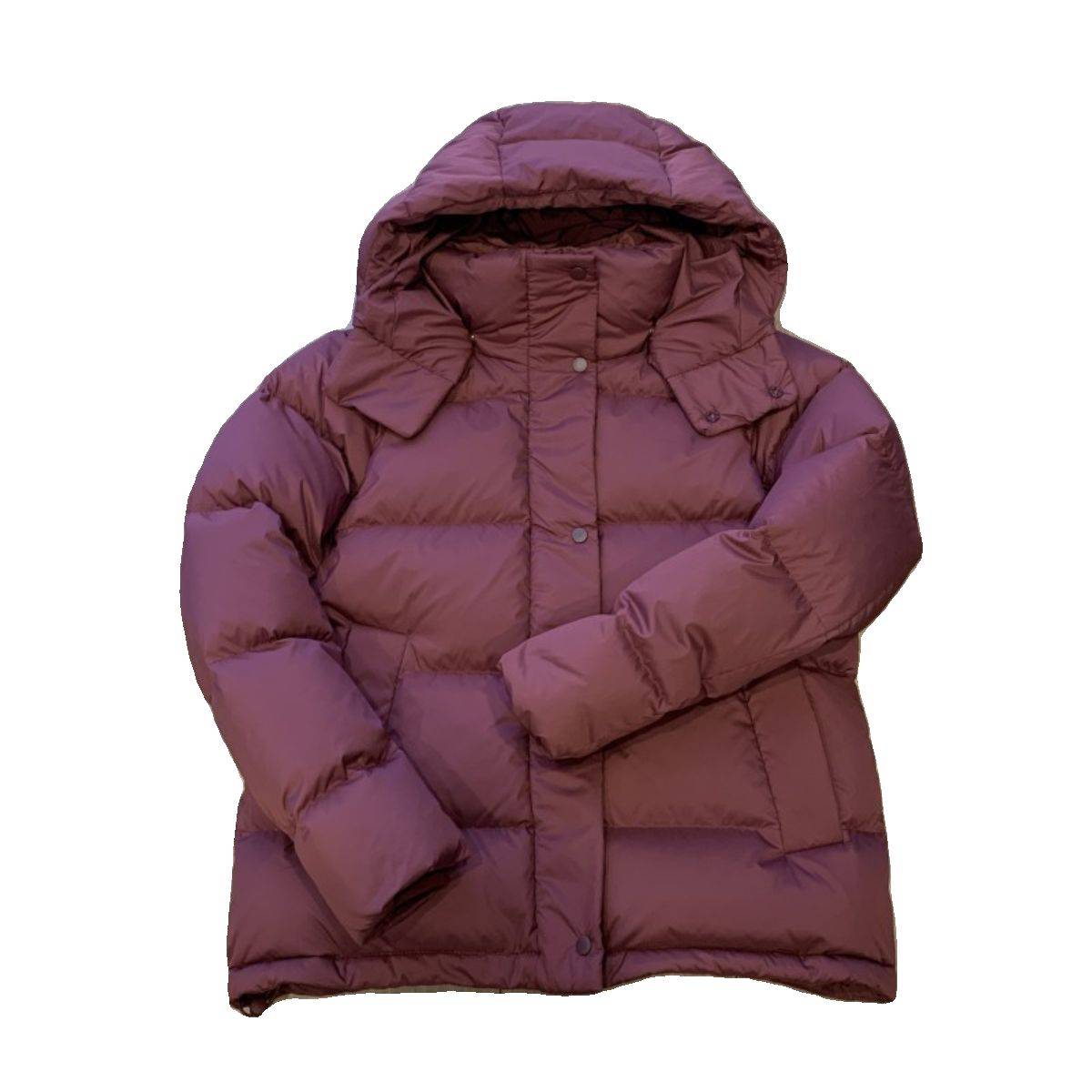 Giant!Lu*home 90 white duck down jacket and thick model five grid hibiscus purple puff down jacket winter women