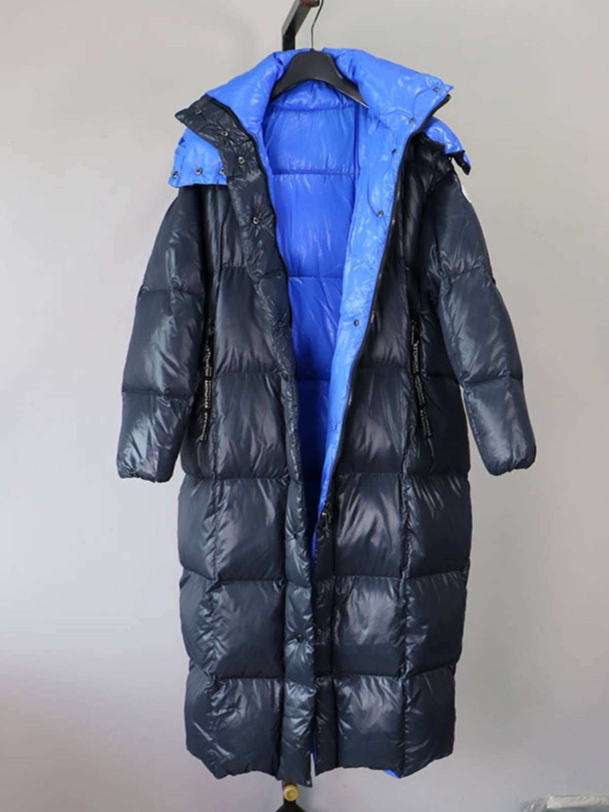 High -end quality down jacket long over -knee temperament thickened 90 white goose velvet jacket casual loose and thin