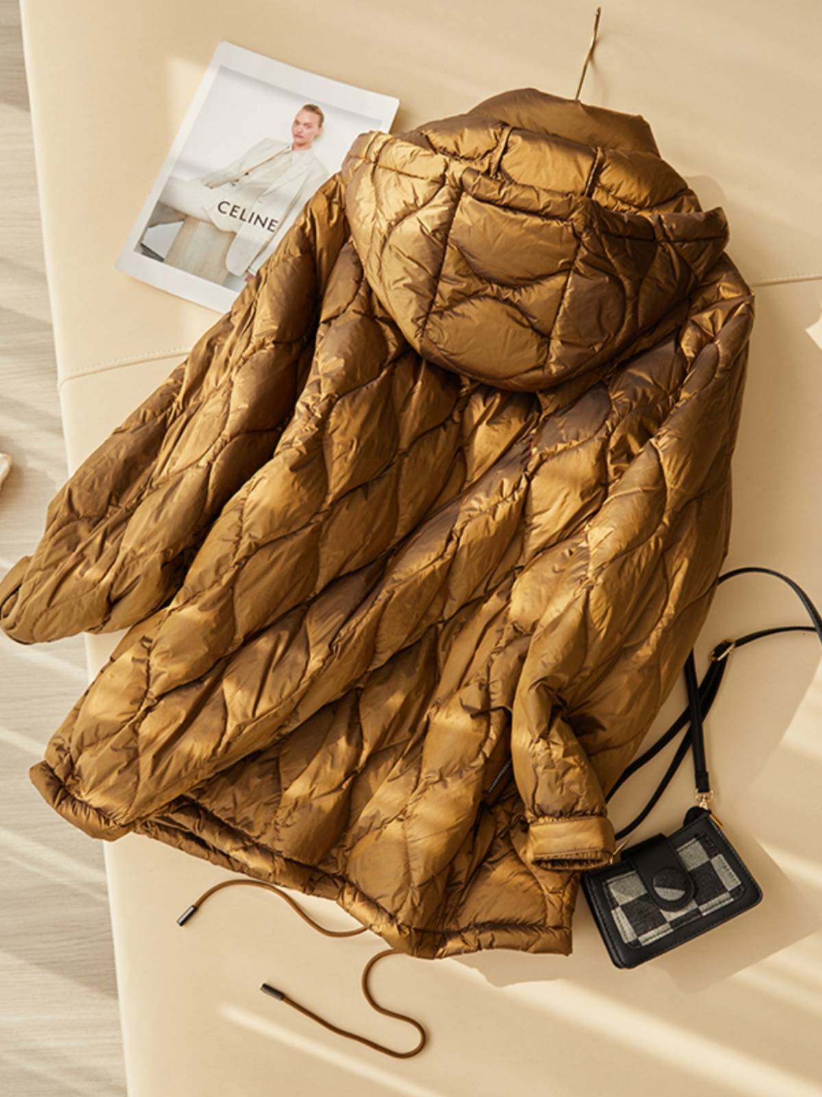 White duck down thickened hooded down jacket coat jacket