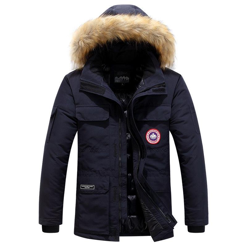 Canada Wholesale Men's Winter Quilted Jacket Plus Size Parka with Fur Decoration Waterproof Lightweight Varsity Style Coat