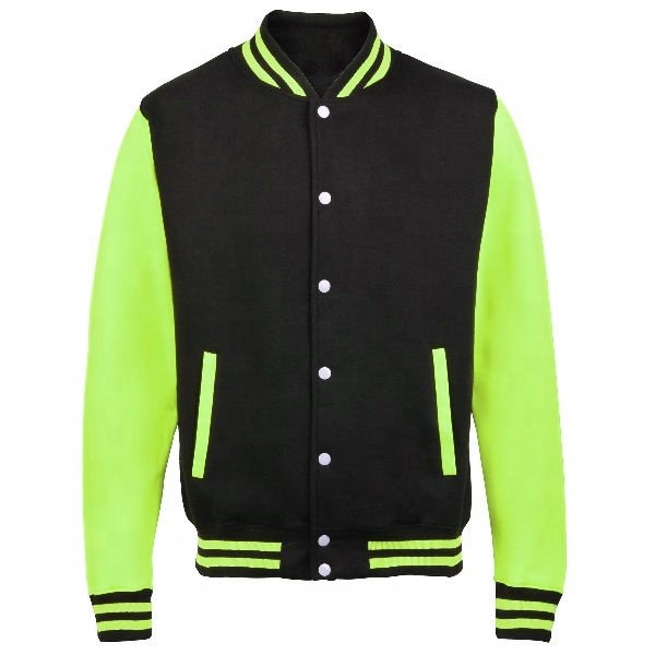 High Quality Leather Sleeve Varsity Baseball Jacket Letterman Varsity Bomber Men's Waterproof Casual Windbreaker Sweater Jacket