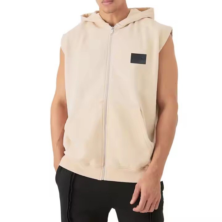 Fashion men jacket short sleeve zip up hoodie gym wear lounge wear french terry fleece inside usa hoodie