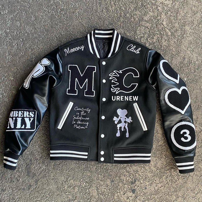 Oem Manufacturer High Quality Varsity Jacket Men Chenille Embroidery PU Sleeves Custom Baseball Letterman Varsity Jacket