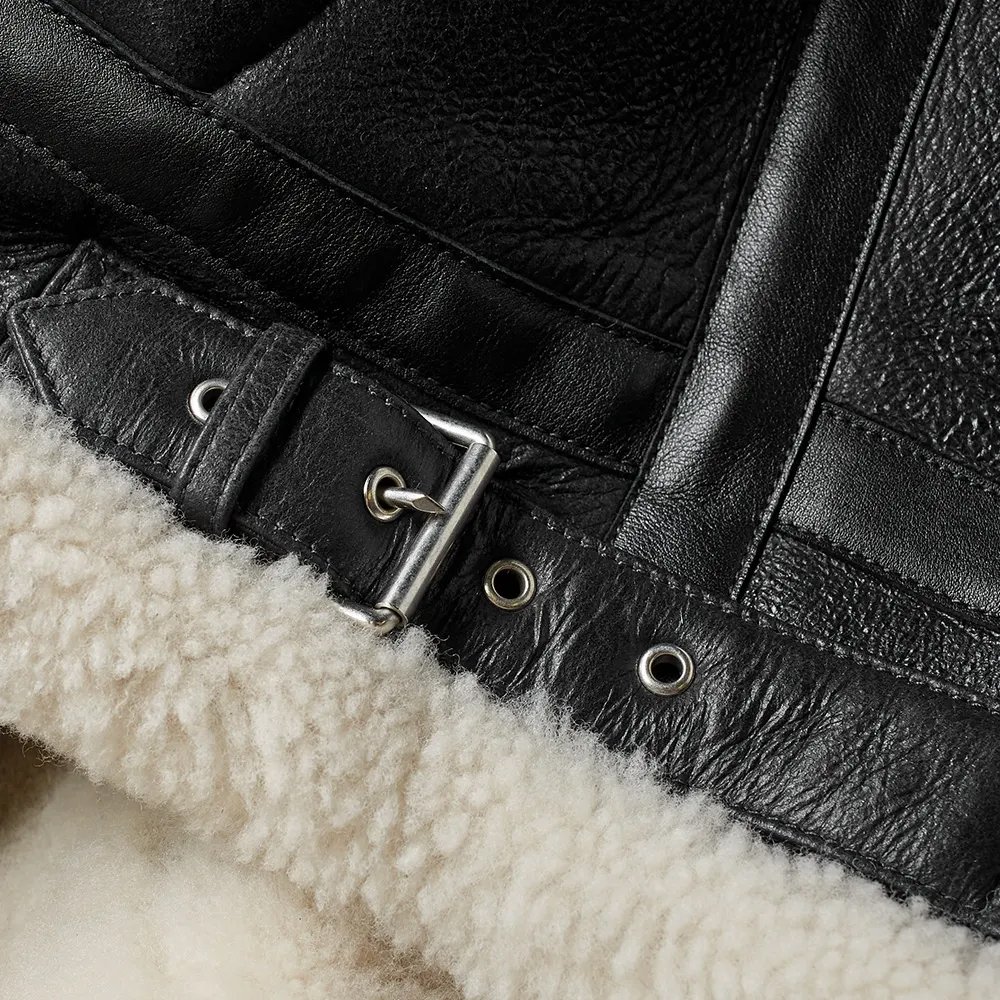 Wholesale Genuine Sheep Leather Jacket Men's High Street Biker Bomber Leather Black Brown Color Stand Collar Zipper Jacket Coat