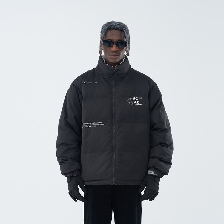 Mens double wear thick puff all over printing street padded women soft coat custom logo factory OEM winter jackets