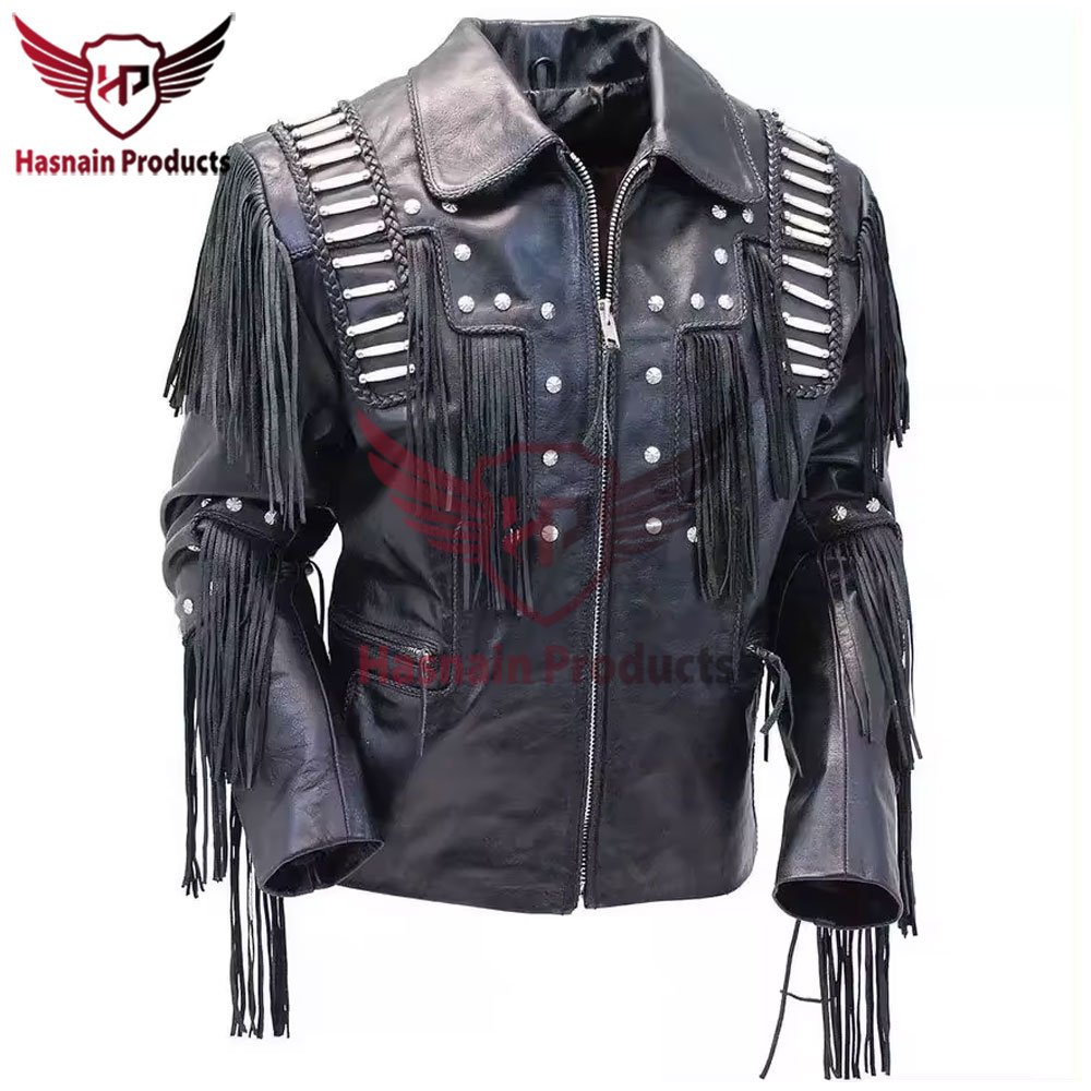 Handcrafted Premium Quality Soft Buffalo Leather Fringes Jacket 100% Genuine Western Wear Men Cowboy Jacket Vintage Style