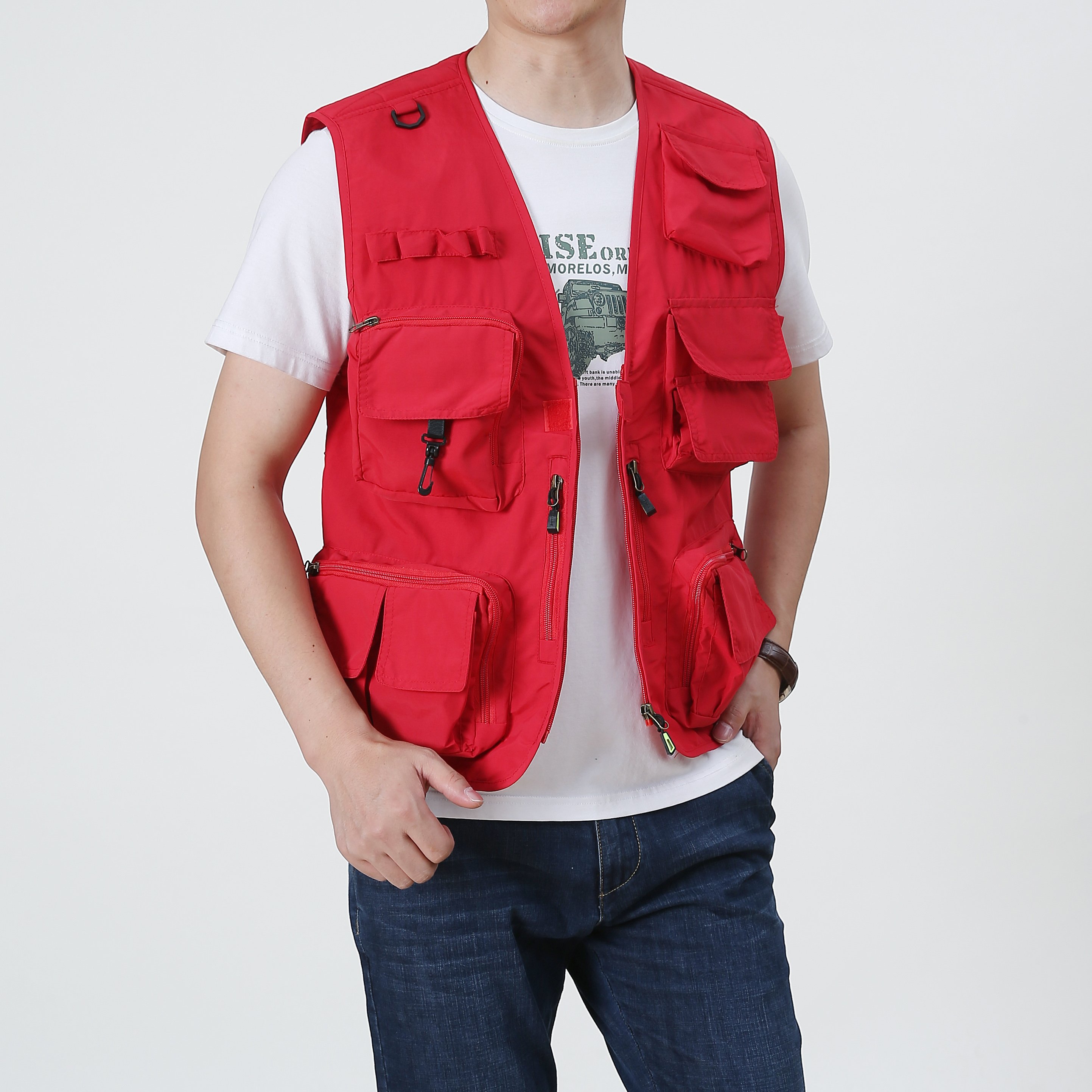 Wholesale Men's Tactical Vest Custom Multi-Pocket Woven Polyester Fabric for Casual Style Fishing Hiking Outdoor Utility Cargo