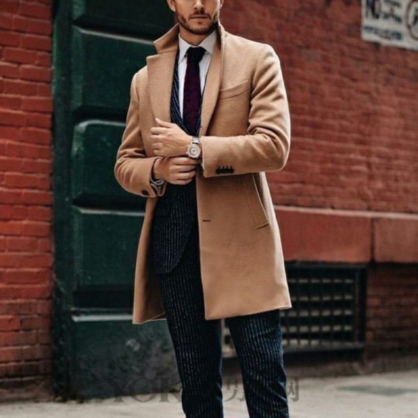 2022 New Design Custom High-end Business Men's Long Leisure Trench Coat Men's Casual Jacket Blended Long Coat