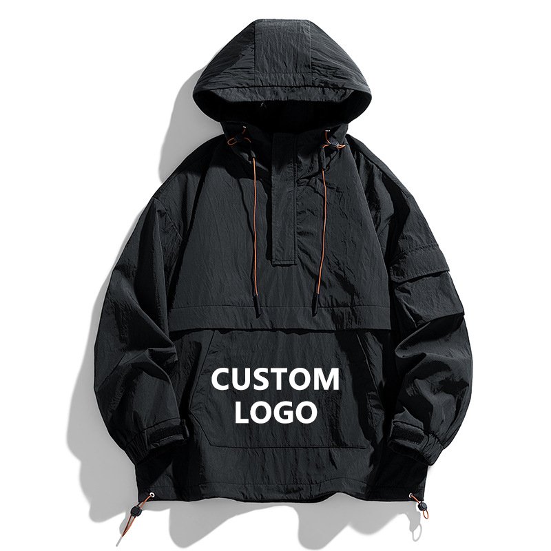 Autumn Zip Up Hoodie Streetwear Men Clothing Windbreaker Denim Parka Outwear Hooded Coats Printed Winter Down Men's Jacket