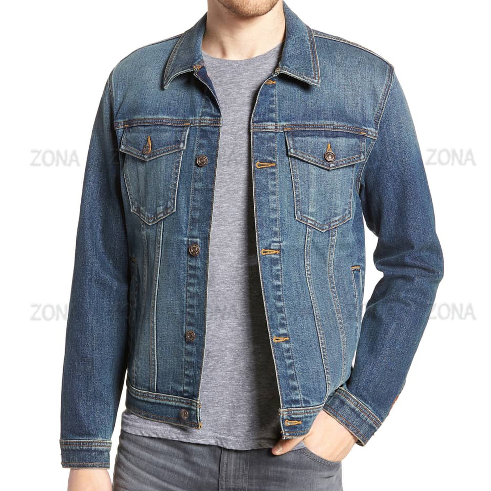 Custom Logo Men's Casual Plain Denim Jacket with Long Sleeves Latest Style Jean Jacket Made from High Quality Fabric