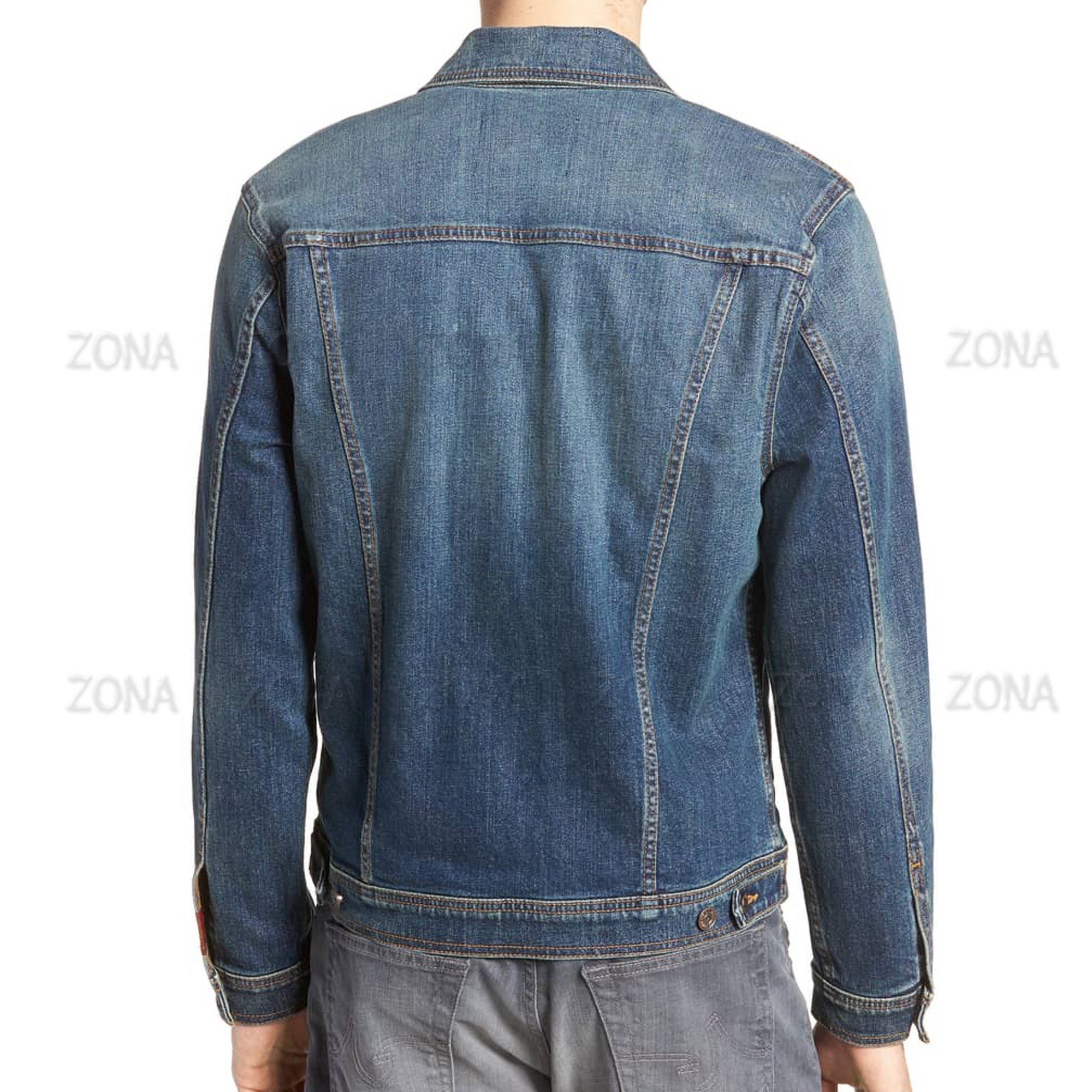 Custom Logo Men's Casual Plain Denim Jacket with Long Sleeves Latest Style Jean Jacket Made from High Quality Fabric
