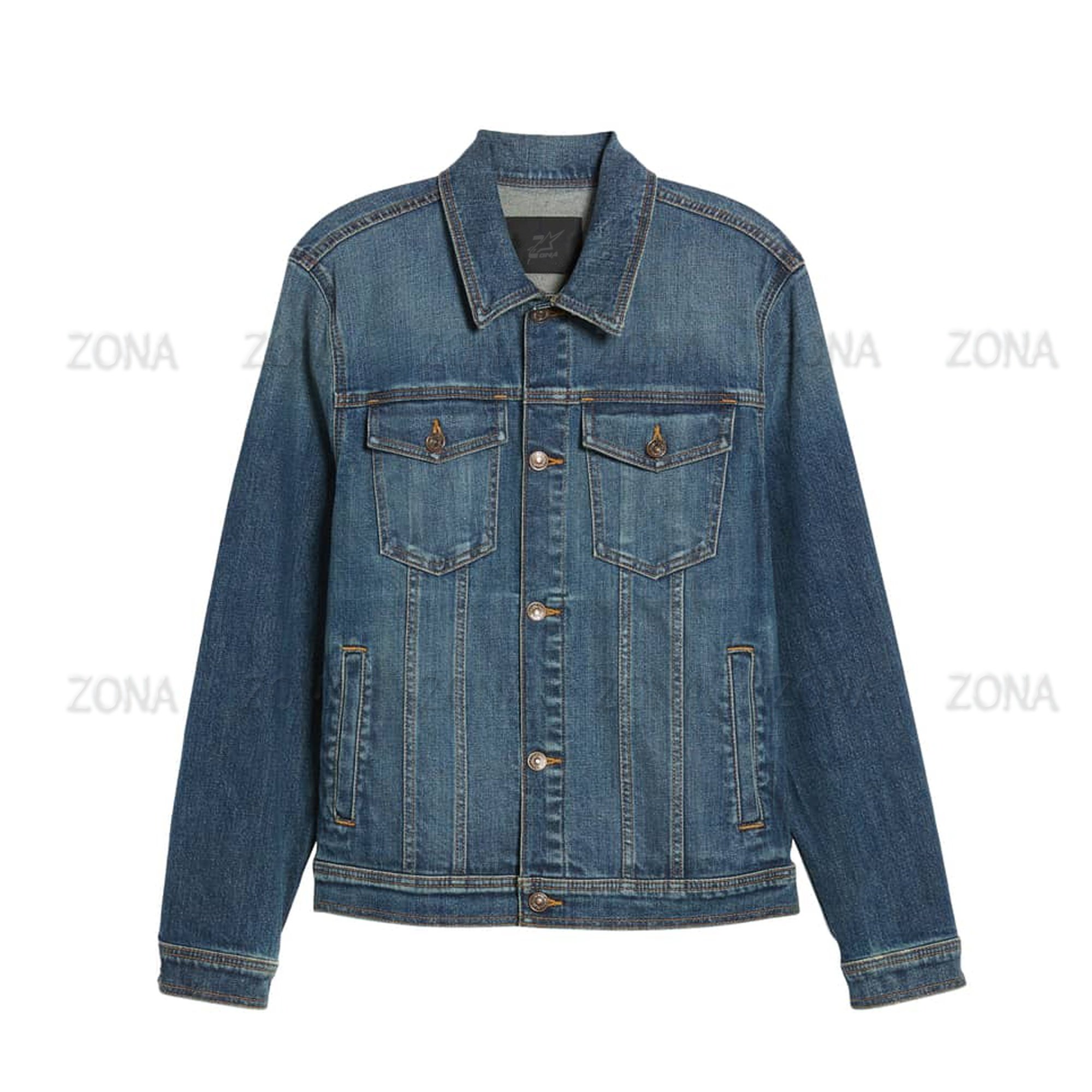 Custom Logo Men's Casual Plain Denim Jacket with Long Sleeves Latest Style Jean Jacket Made from High Quality Fabric