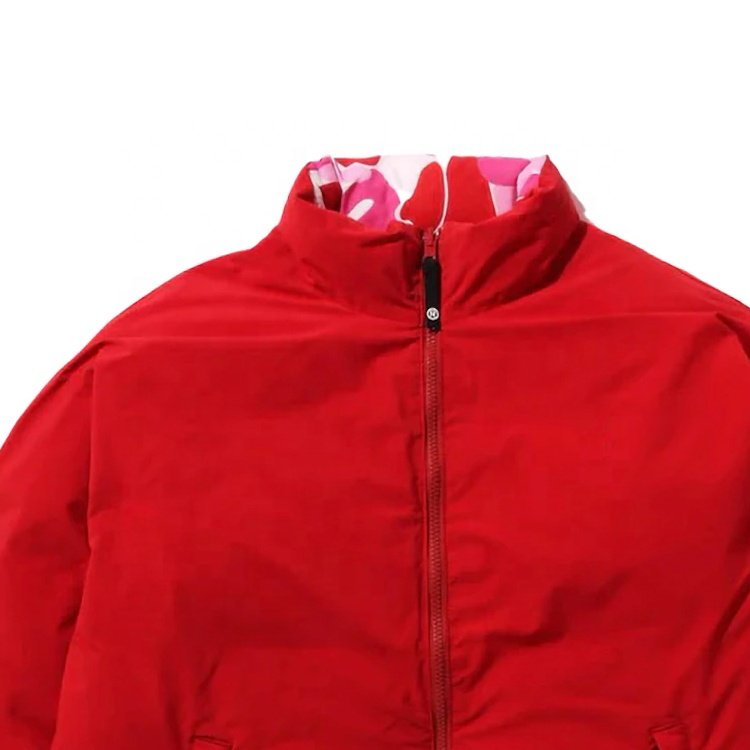 Customized bubble camouflage double-sided down jacket with pink men's style