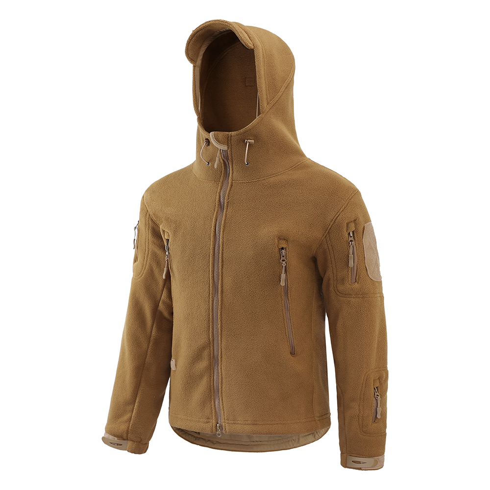 ESDY Outdoor Sport Hunting Fleece Coat Men Tactical Warm Jacket with Hoodie