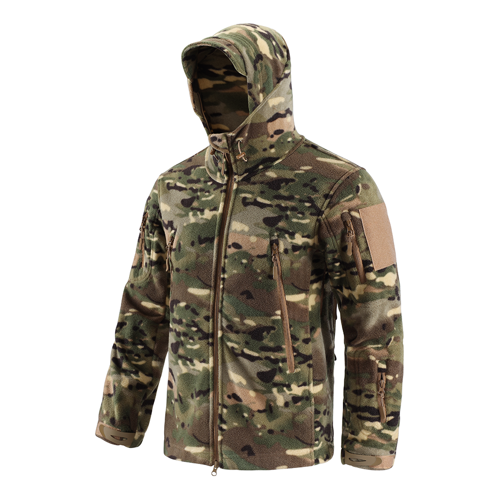 ESDY Outdoor Sport Hunting Fleece Coat Men Tactical Warm Jacket with Hoodie