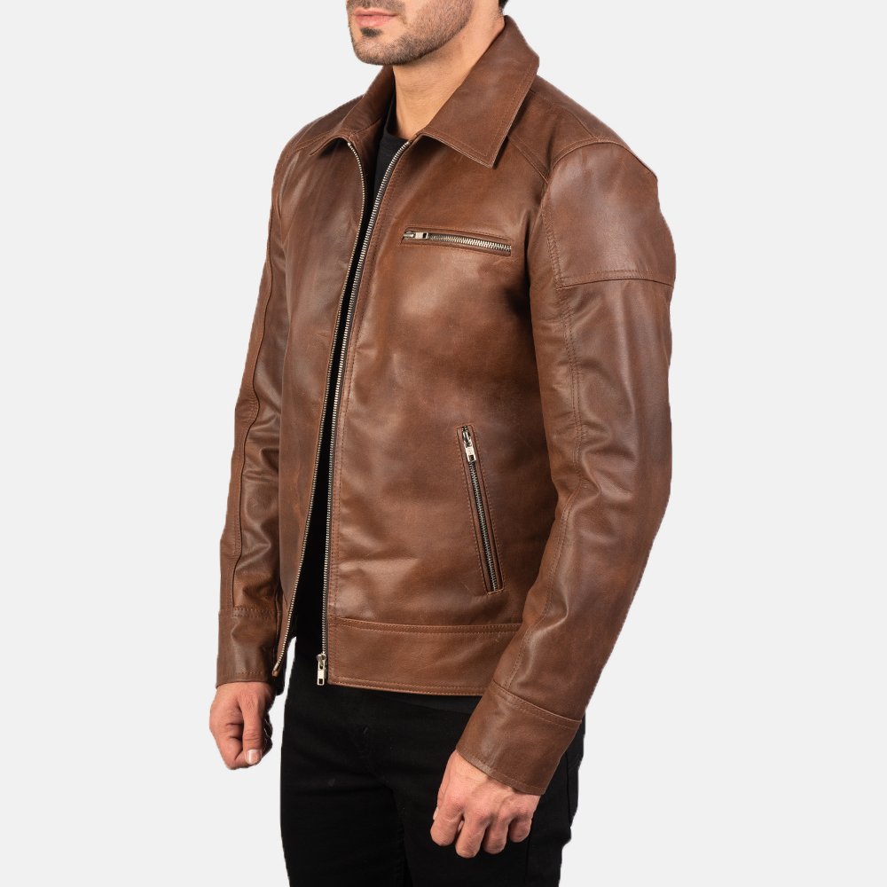 High Quality Lavendard Brown Leather Biker Jacket Pakistan leather jacket Customize And WholeSale