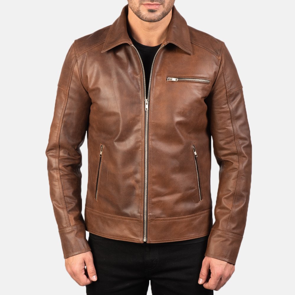 High Quality Lavendard Brown Leather Biker Jacket Pakistan leather jacket Customize And WholeSale
