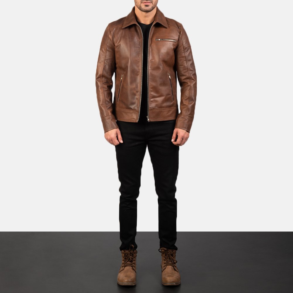 High Quality Lavendard Brown Leather Biker Jacket Pakistan leather jacket Customize And WholeSale