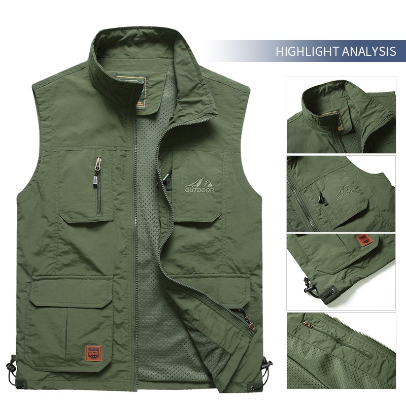 Custom designs newest hot sales outdoor men's multi pocket cotton fishing photography jacket vest men's jackets
