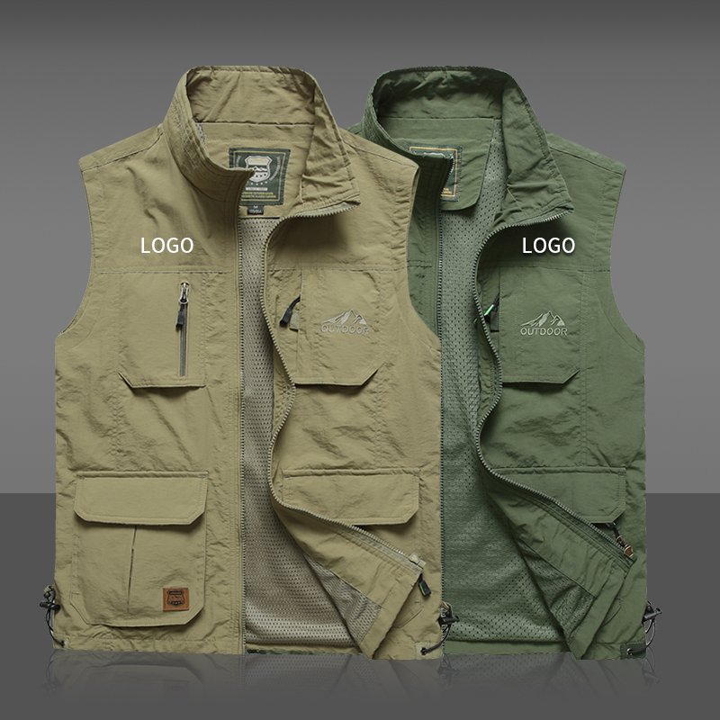 Custom designs newest hot sales outdoor men's multi pocket cotton fishing photography jacket vest men's jackets