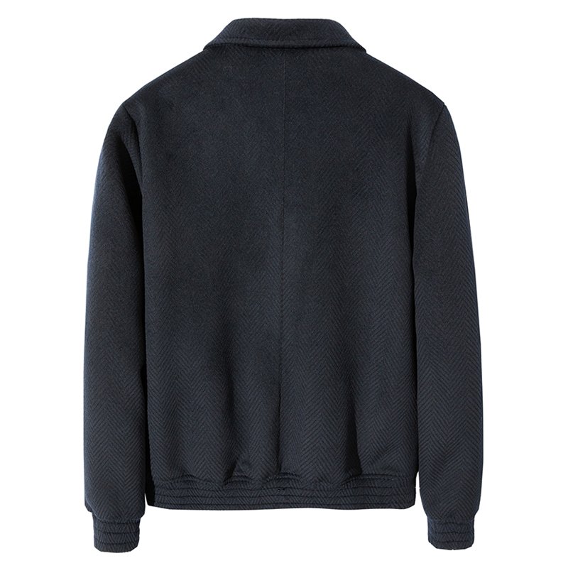 Turn-down Collar Woolen Warm Casual Jacket Design Men's Navy New Male Jacket Winter Warm Slim Fit Jacket