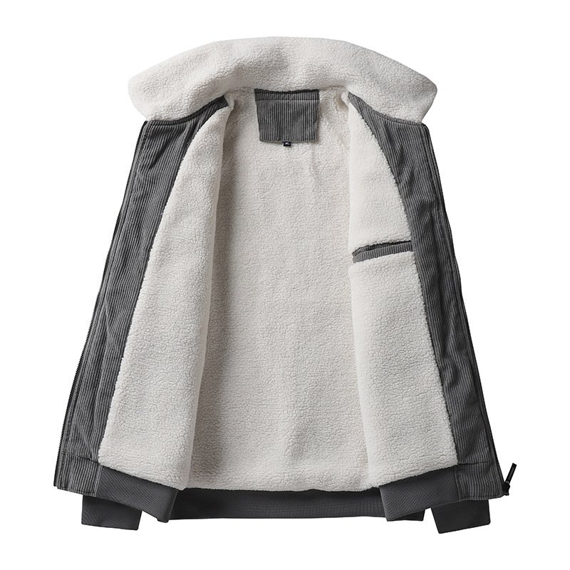 mens winter iacket coat Striped Velvet Cotton with Thickened Lamb Cashmere plus size men's jackets men's coats