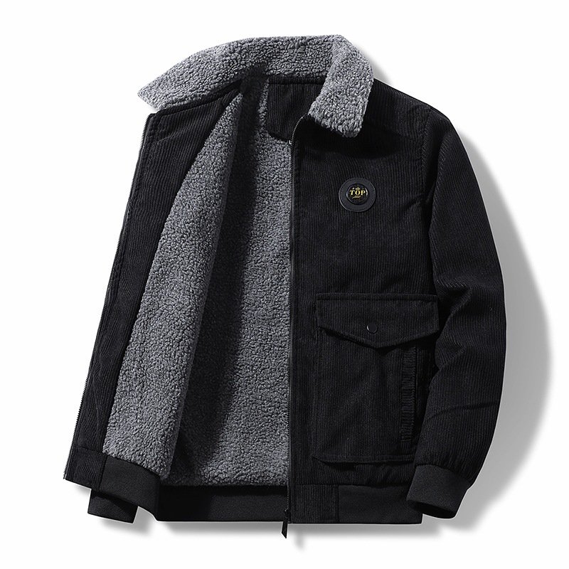 mens winter iacket coat Striped Velvet Cotton with Thickened Lamb Cashmere plus size men's jackets men's coats