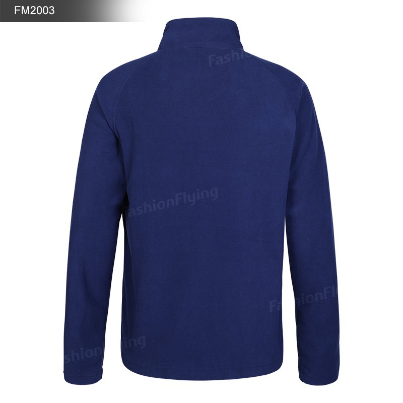 Men's Outdoor European Style Fleece Jacket with Stand Collar & 1/2 Zipper Breathable Polyester Custom Logo Print Size XL