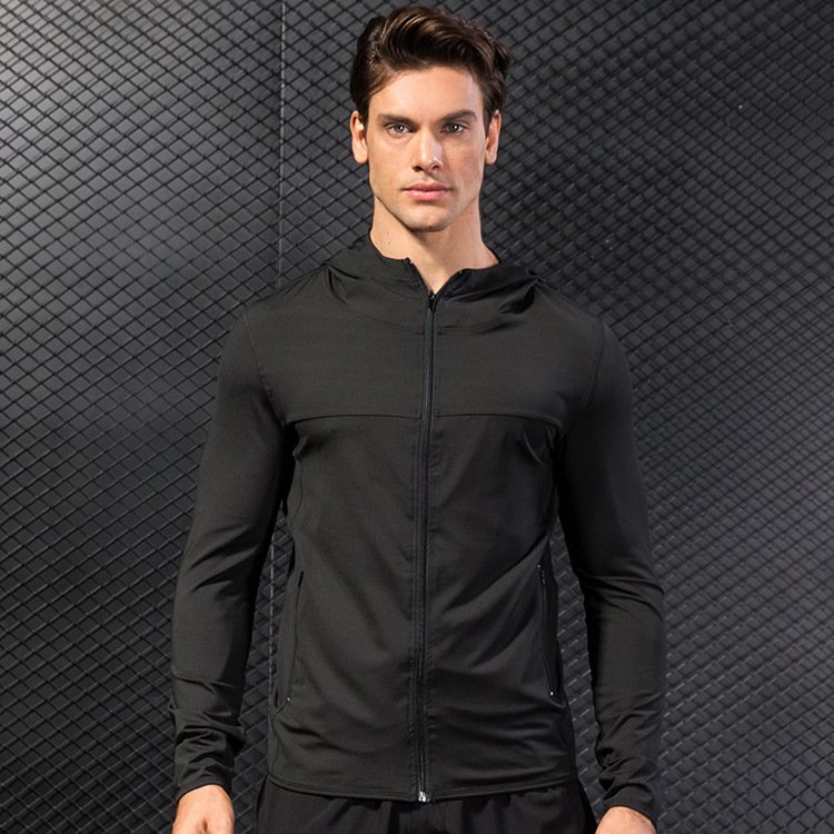 Men's Casual Hooded Sports Jacket for Autumn Winter Quick-Drying Gym Training Wear for Fitness Running Tracksuit Zipper Closure