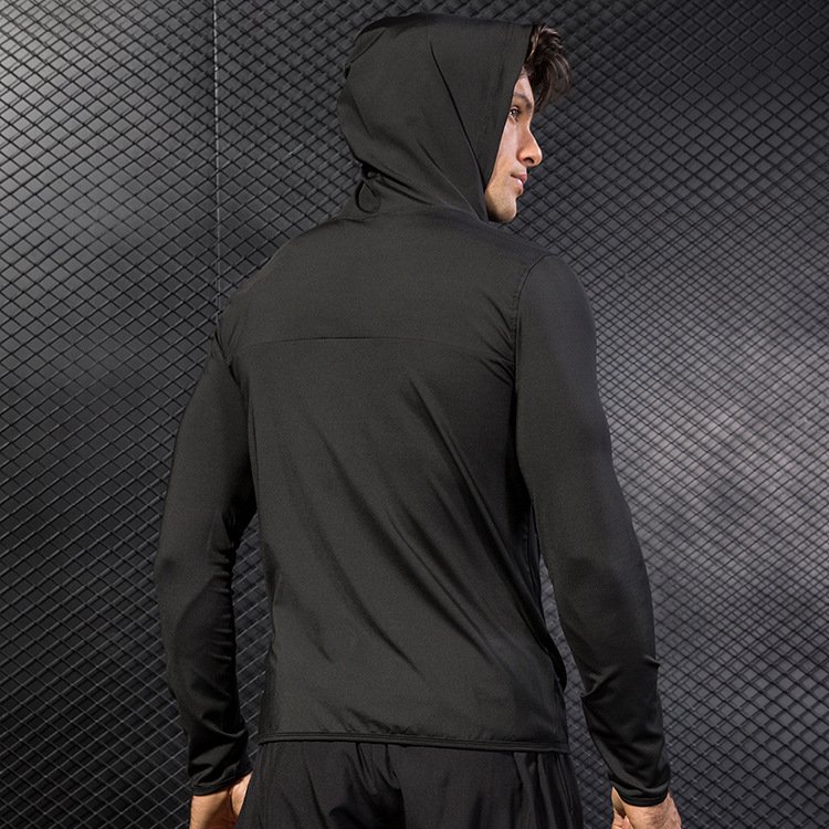 Men's Casual Hooded Sports Jacket for Autumn Winter Quick-Drying Gym Training Wear for Fitness Running Tracksuit Zipper Closure