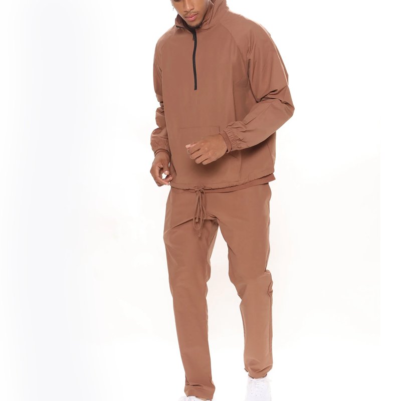 Custom Sweatsuit Two Piece Sweatpants Set Design Streetwear Mens Half Zipper Windbreaker Jacket Tracksuit Set