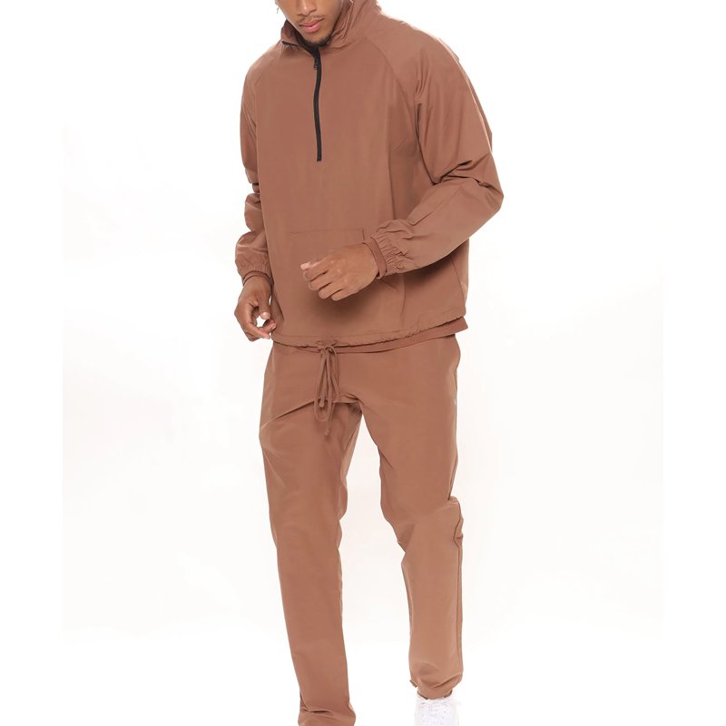 Custom Sweatsuit Two Piece Sweatpants Set Design Streetwear Mens Half Zipper Windbreaker Jacket Tracksuit Set