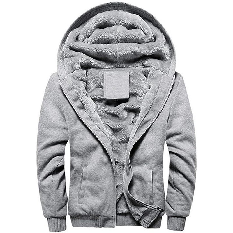 Custom 2023 Hot Selling Men's Plus Size Hoodie Fleece Sherpa Lining Heavyweight Sweatshirt Jacket Plaid Thick Warm Faux Fur Coat