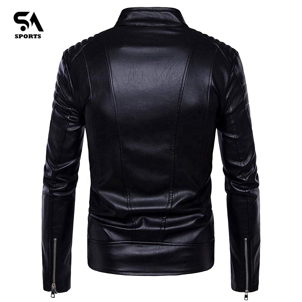 Customized high quality Leather Jackets Fashionable New Design Men Black Lamb Leather Jacket