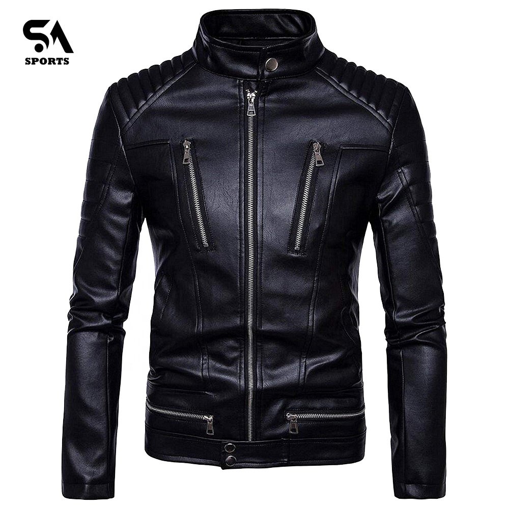 Customized high quality Leather Jackets Fashionable New Design Men Black Lamb Leather Jacket