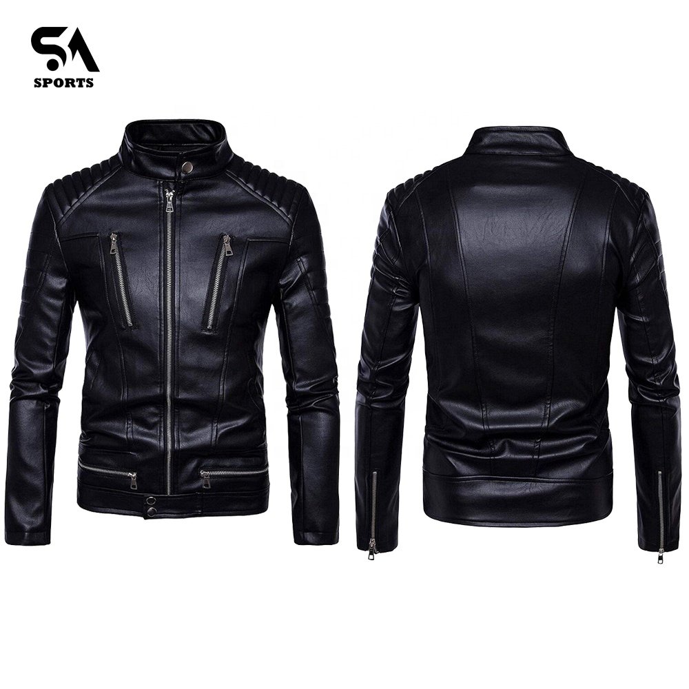 Customized high quality Leather Jackets Fashionable New Design Men Black Lamb Leather Jacket