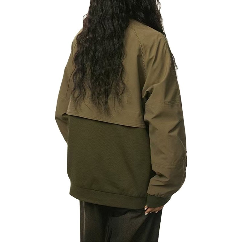 Custom Contrast Color Patchwork Large Pocket Stand Collar Work Jacket Men's Jacket Unisex Design Outdoor Jacket