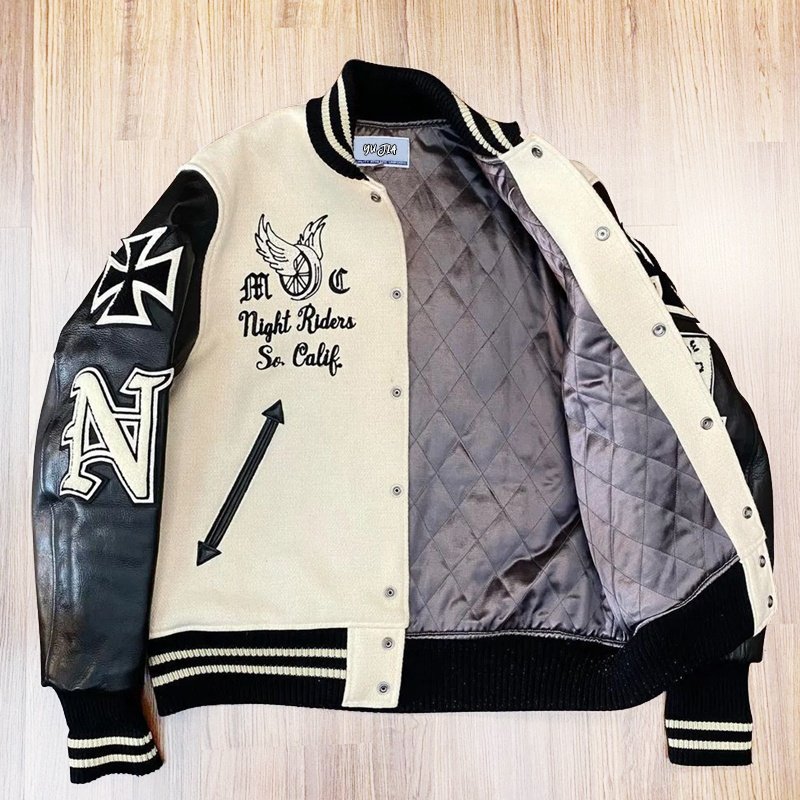 Custom Logo Varsity Jacket Leather Sleeves Embroidery Black Couple College Baseball Men's Jacket Letterman Varisty Jacket