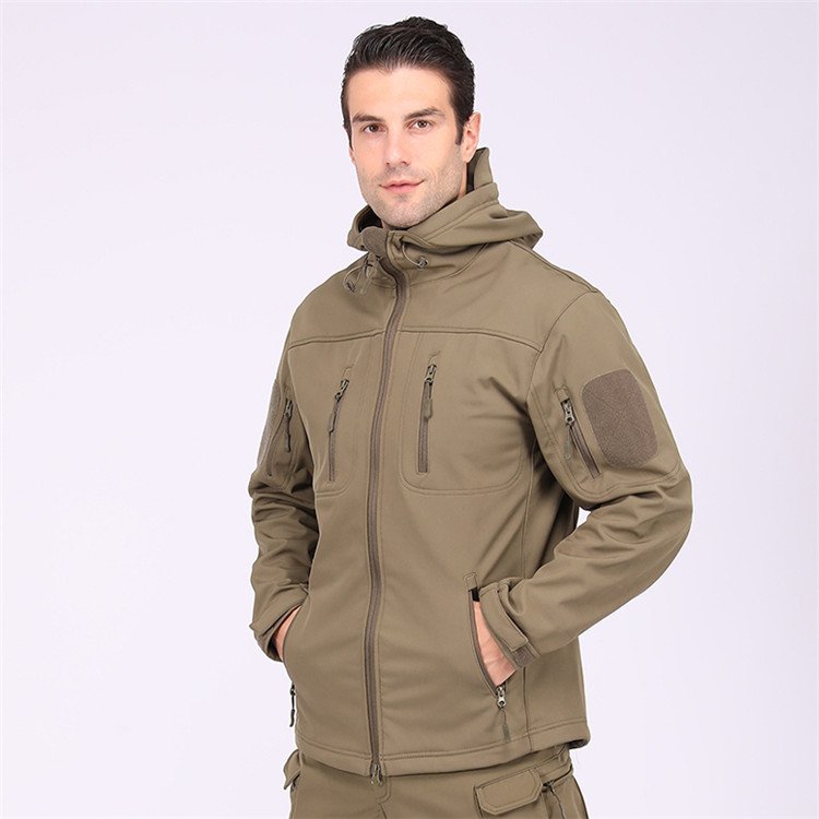 Green Outdoor Breathable Coat Hoodie Waterproof Camping Hunting Tactical softshell men Jacket