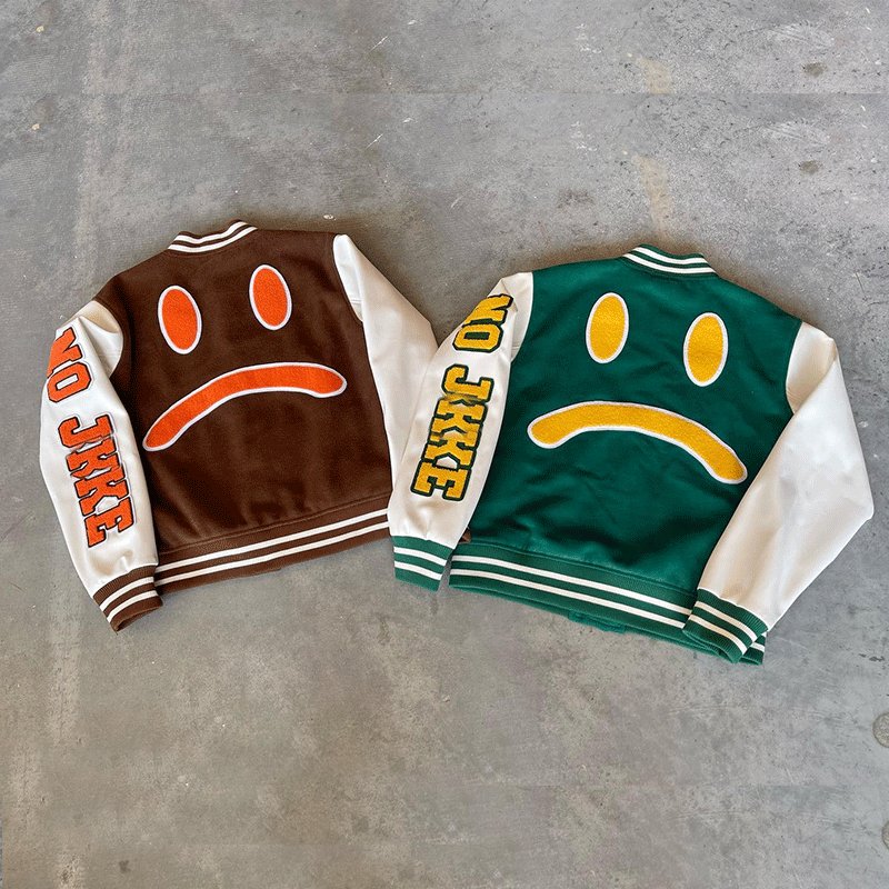 Custom Chenille Embroidery Logo High Quality Unisex Streetwear Oversized Leather men's jackets
