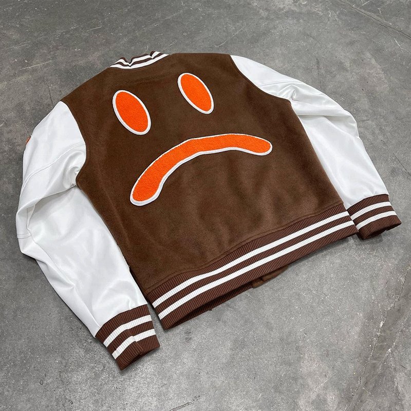 Custom Chenille Embroidery Logo High Quality Unisex Streetwear Oversized Leather men's jackets
