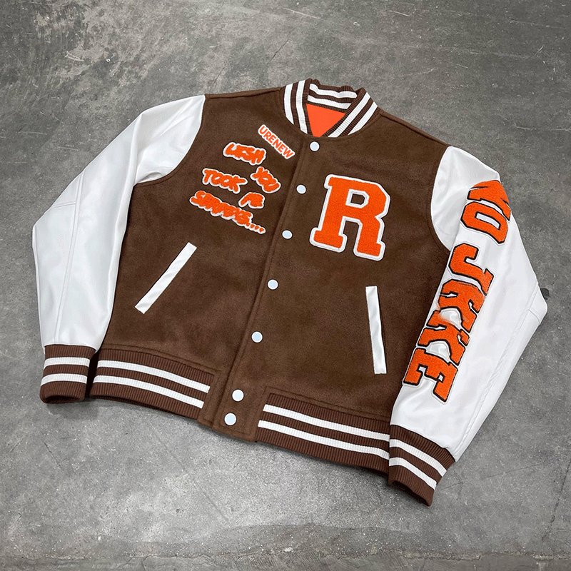 Custom Chenille Embroidery Logo High Quality Unisex Streetwear Oversized Leather men's jackets